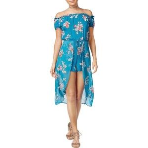 Blue Boho Romper | Floral Overlay Skirt | BeBop